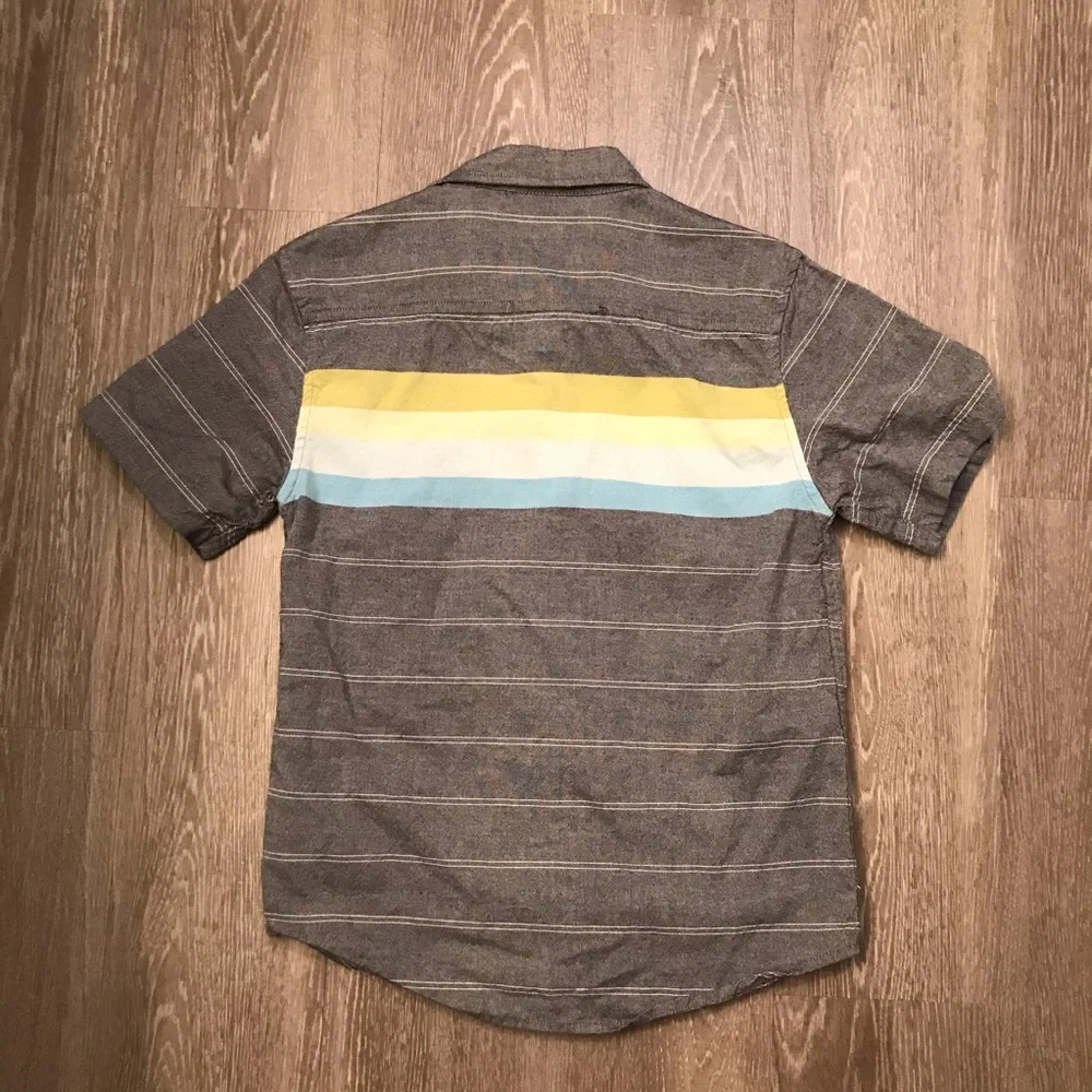 Original Penguin Boys‎ Grey Striped Button Down Shirt Size 8Y